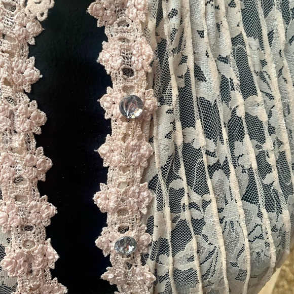 Passion Concept Lace Duster Cardigan – High Collar, Embroidered Sheer-Size M - Picture 3 of 11